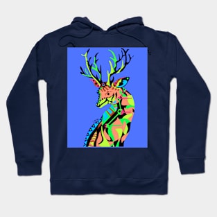 blue kitsch deer venado in mexican patterns ecopop art Hoodie